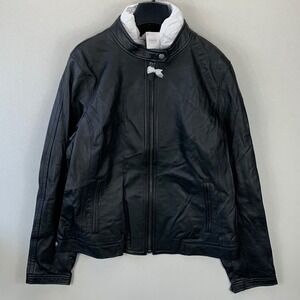 Coach Women's XL Leather Moto Jacket Black Biker Racer Cafe Motorcycle NWT